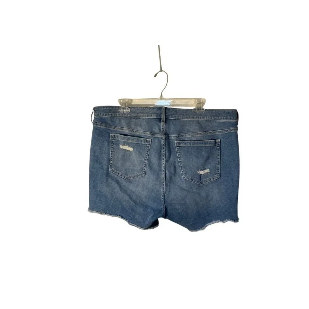Torrid mid rise, vintage stretch, distressed, raw hem  shorts, 18